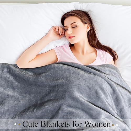 Miniatura 2 de Peryiter 4 mantas de forro polar a granel, suaves y cálidas, suaves y transpirables, ligeras mantas de franela para sofá y cama (blanco, gris, 50 x