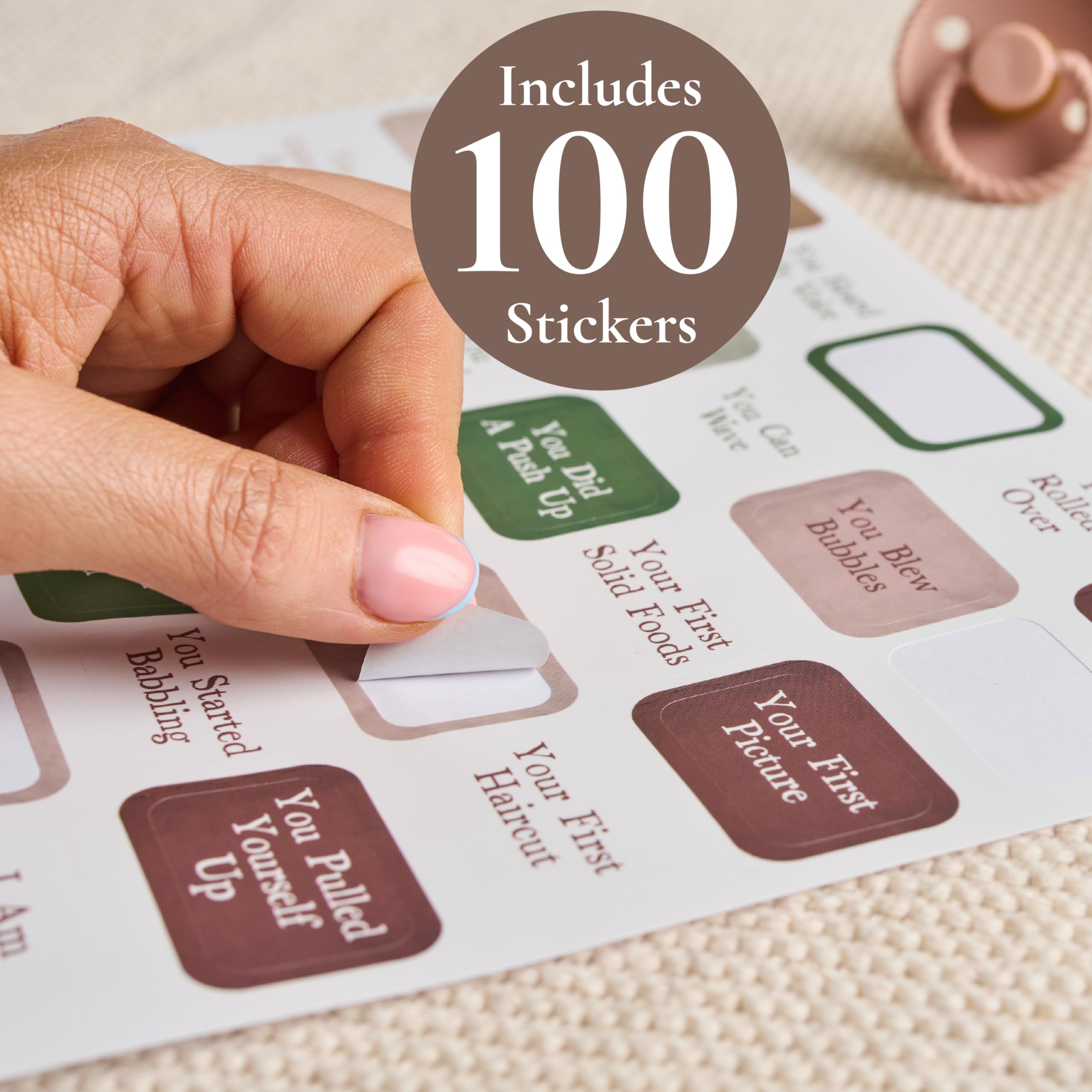 Baby erstes Jahr Kalender mit 100 Aufklebern - Waldtiere 1. Jahre Wandkalender mit Aufklebern, Baby Tracker, Baby Scrapbook für neue Mutter und Neugeborene Jungen & Mädchen