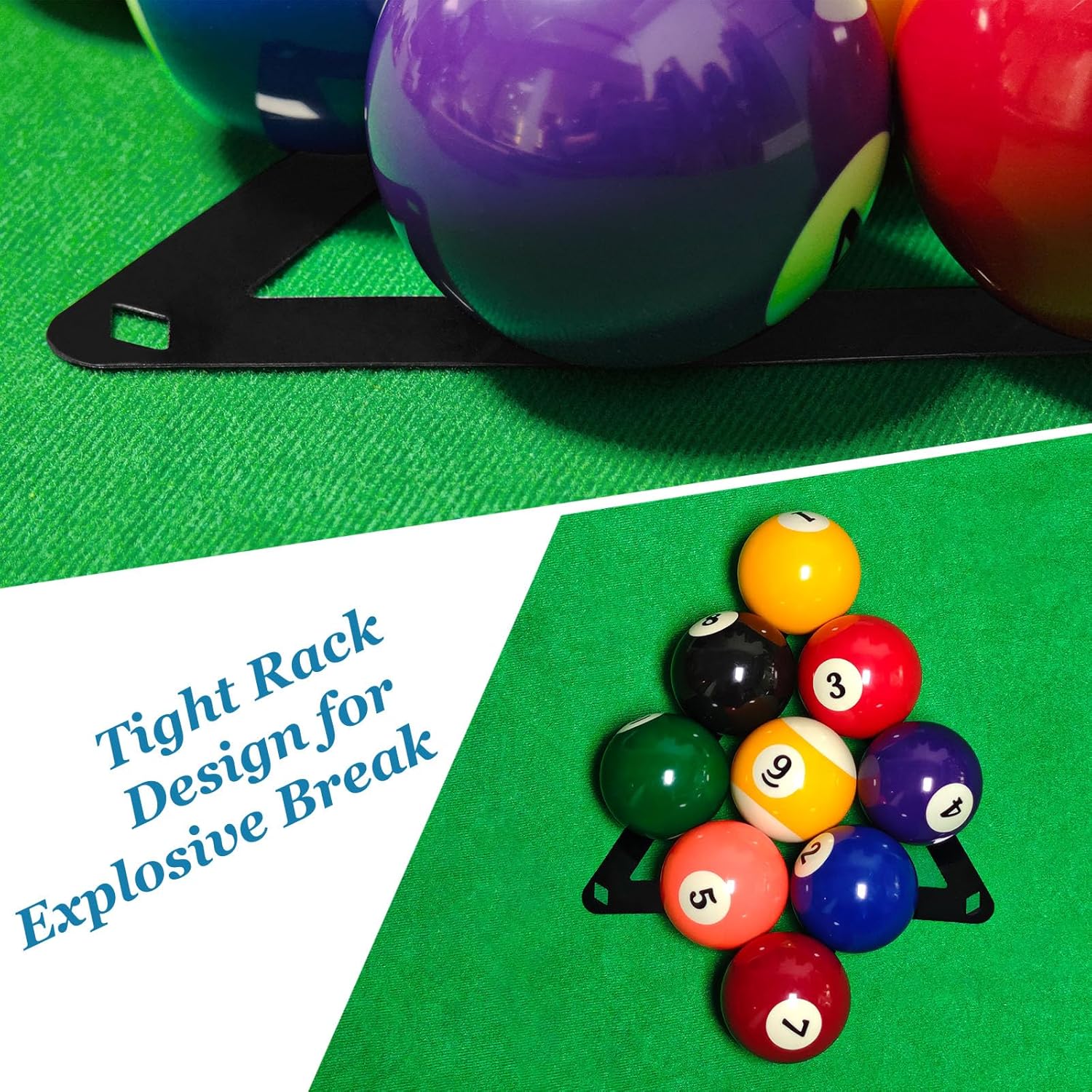 6-Pack Pool Ball Rack Set Magic Rack Sheet Billiards Ball Holder -Triangle Rack Pool Cue Accessories for 8-Ball, 9-Ball & 10-Ball Billiard Games