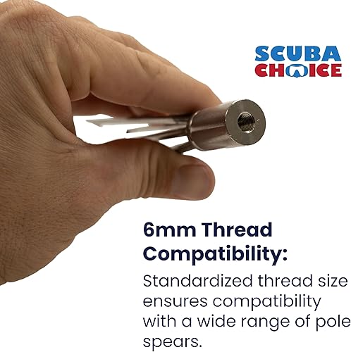 Miniatura 8 de Scuba Choice Spearfishing - Punta de lanza de pez león de 5 puntas con púas, cabeza de repuesto de acero inoxidable, duradera de 6 pulgadas de