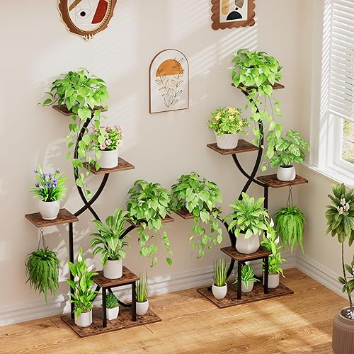 Miniatura 4 de Soporte para plantas de interior con luces de crecimiento, estante de plantas de interior de 6 niveles, soportes de esquina de 48 pulgadas