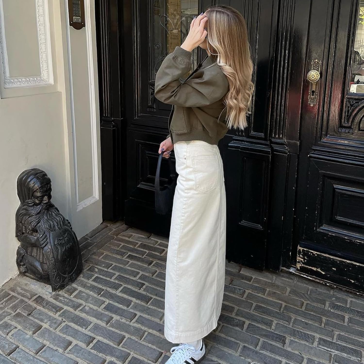 Zando Bomber Jacket Women 2026 - Short Cropped Jacket Women Button Down Long Sleeve Casual Varsity Jackets with Pockets - Image 2