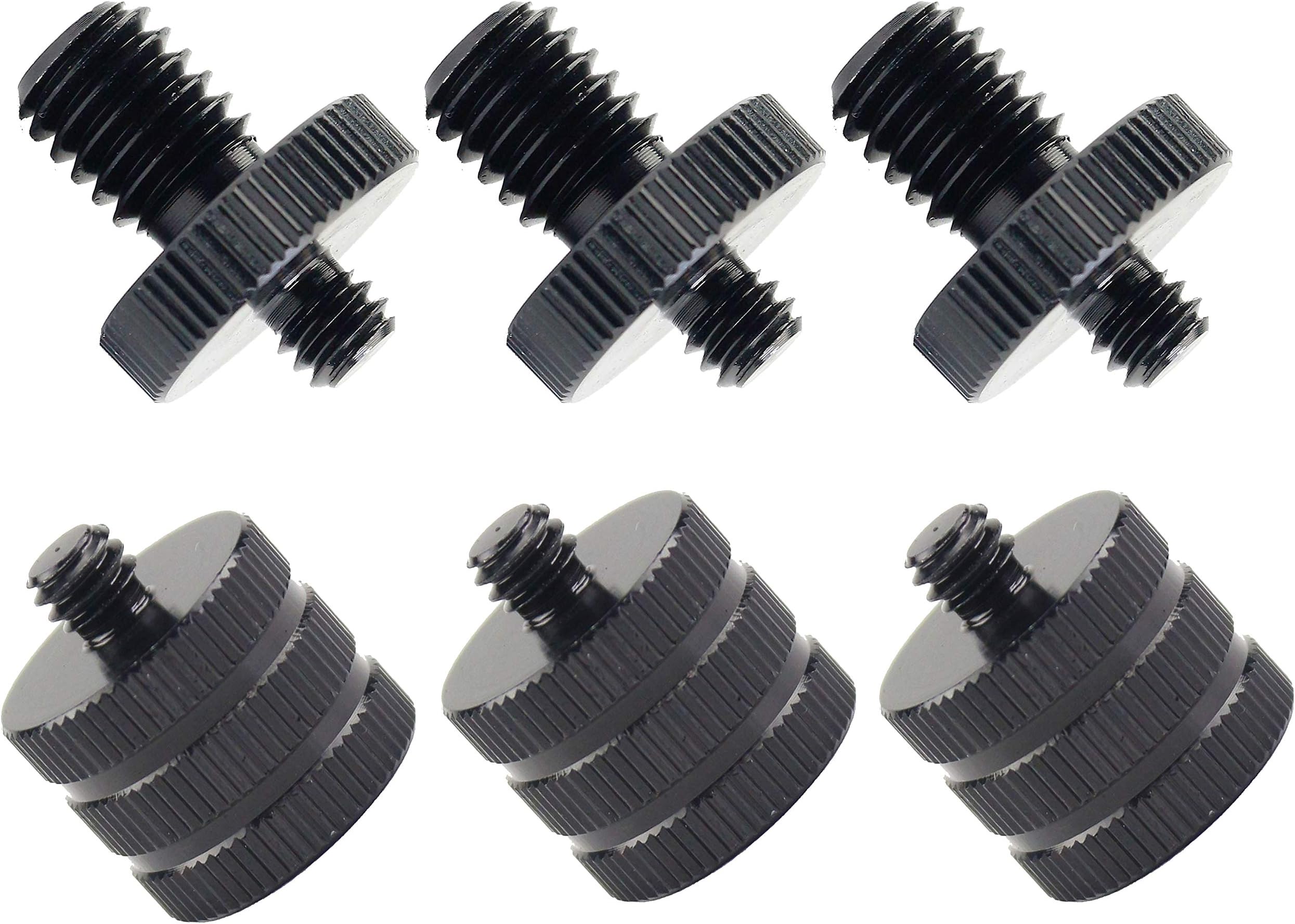 Premium Mic Thread Screw Adapter 1/4" Male to 3/8" Male and 1/4" Male to 3/8" Female Microphone to Tripod Adapter Microphone Screw Converter Adapter,６ Pack