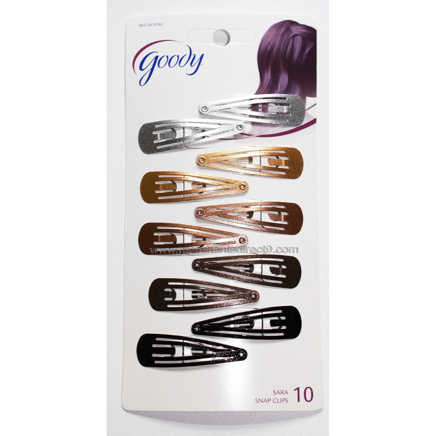 Goody, Metallic Slotted Contour Clips, 1 Pack Hair Clips