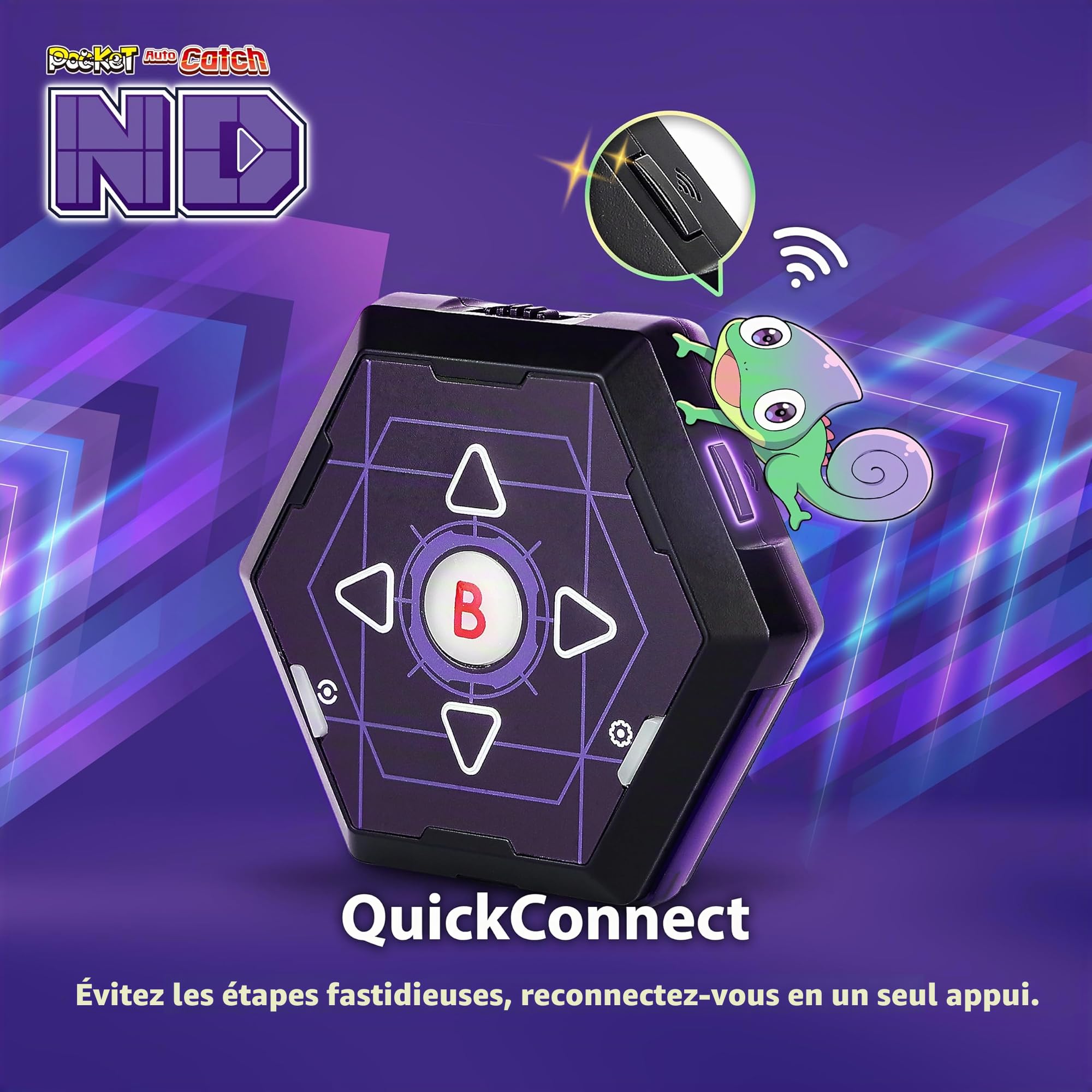 Brook Auto Catch ND Édition Exclusive Officielle – Dispositif Auto Catch Pokémon, Double Compte, Recharge USB‑C, Bracelet ND (Noir), Porte‑clés Inclus