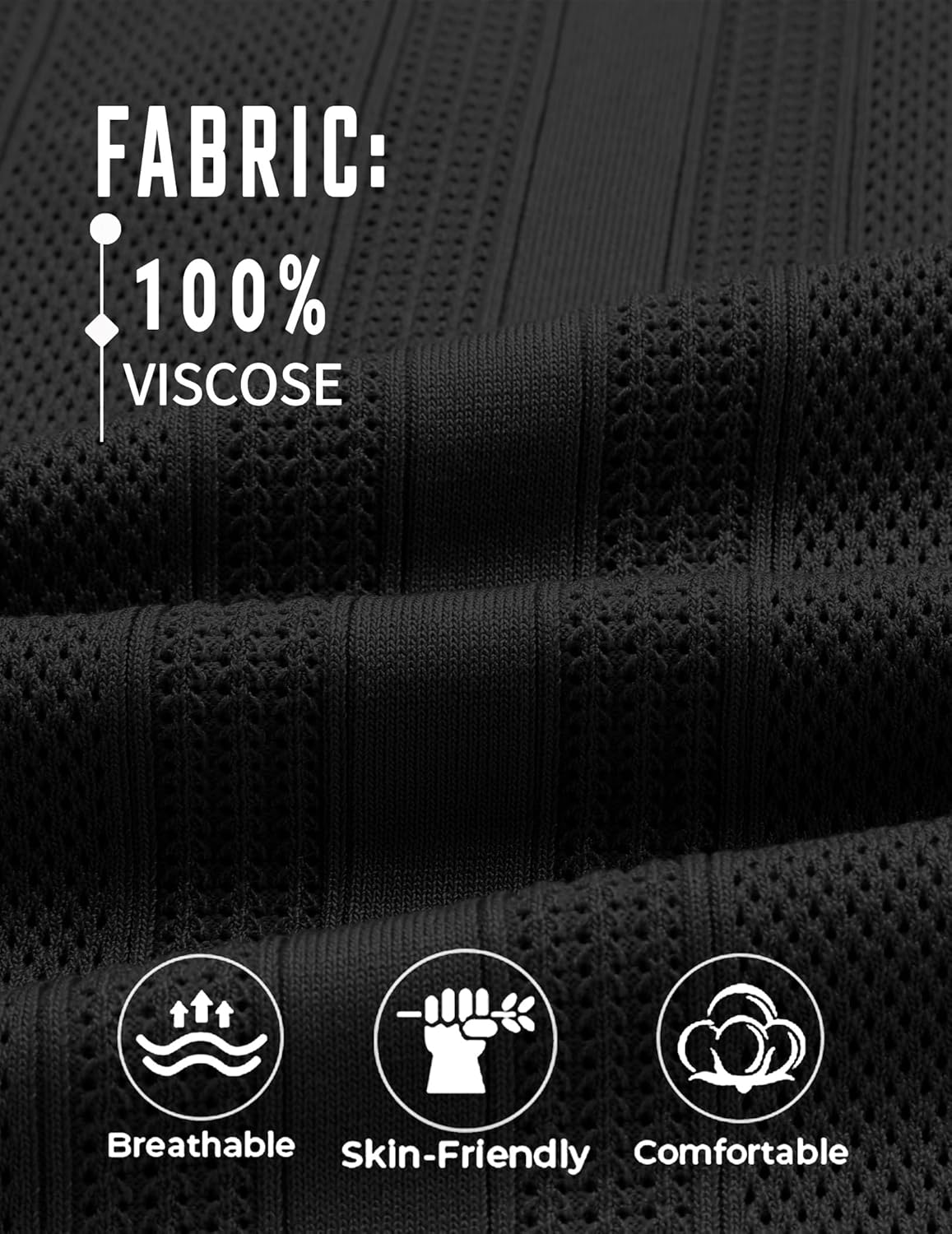 COOFANDY Mens Knit Polo Shirts V Neck Textured Polo Shirts Short Sleeve Breathable Polo Casual Collared T Shirt Fashion Tops - Image 5