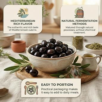 Marmarabirlik Black Olives, Vegan Turkish Pickled Olives, Hand-Picked, Healthy Snacks, Mediterranean Savory Flavor, Great for Mezze, Sandwiches and Appetizers, Kosher and Halal, Medium, 17.6 Oz (500g)