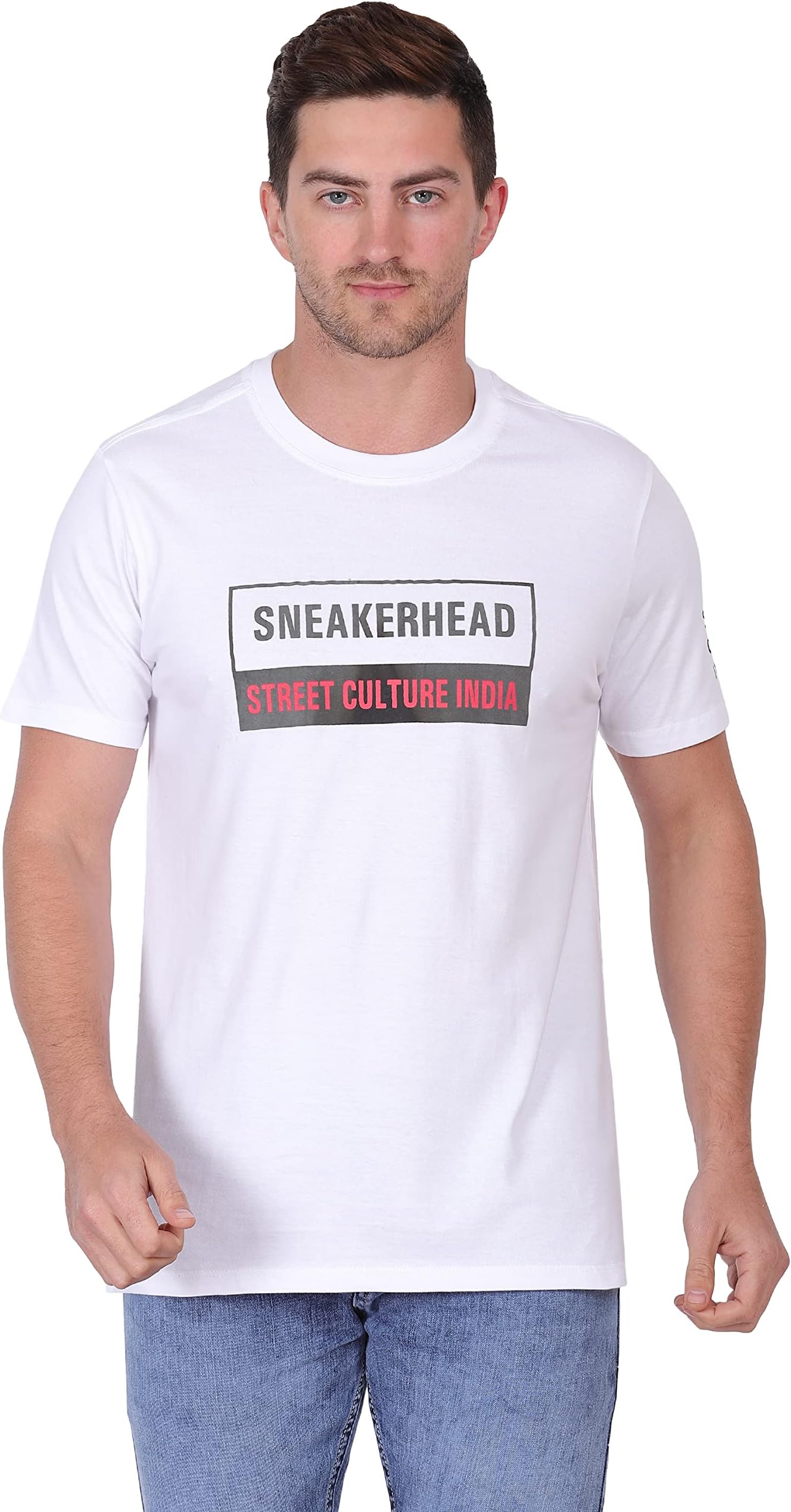 STREET CULTURE INDIARound Neck Sneakerhead T-Shirt for Men (X-Large, White)