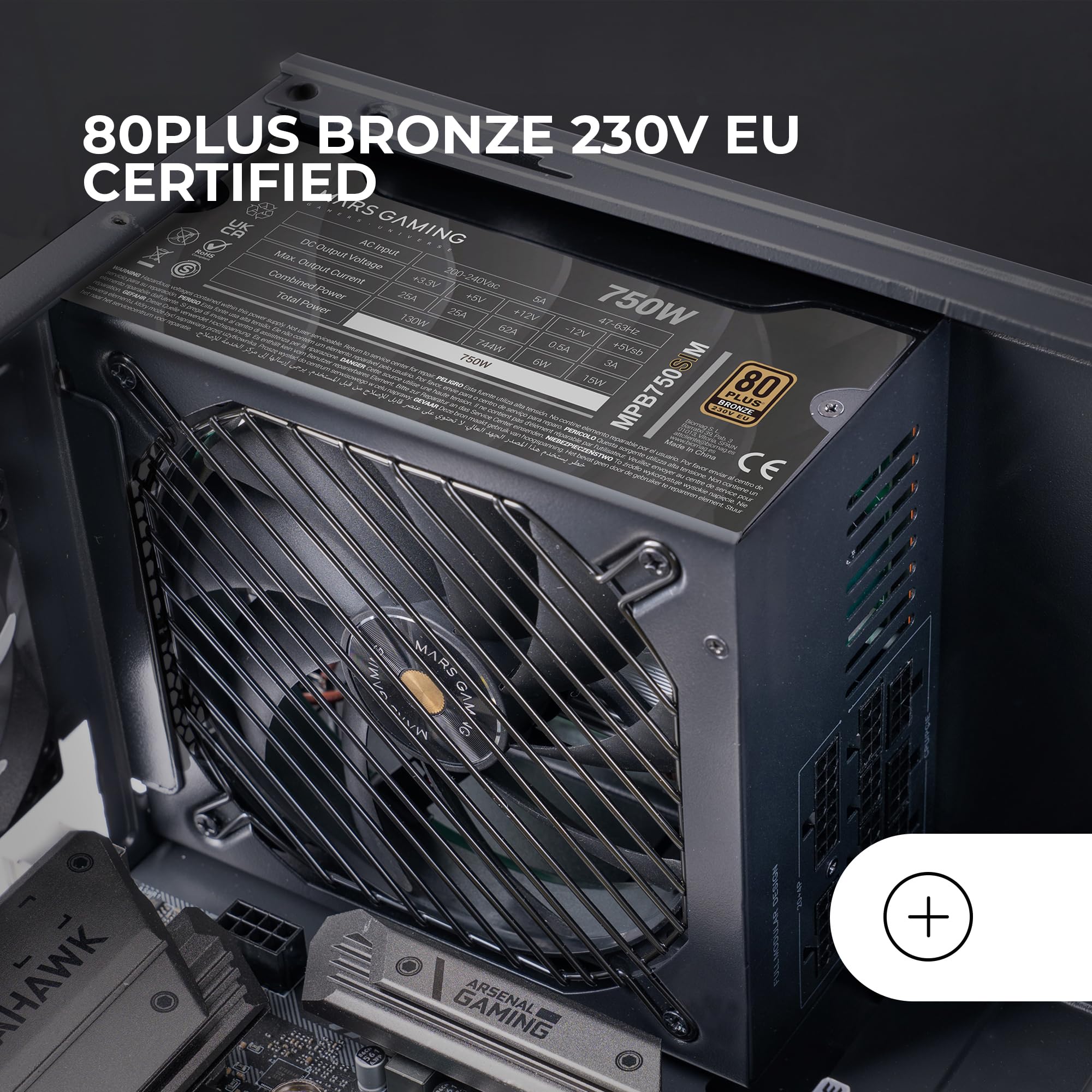 Alimentation PC Mars Gaming MPZE750M 750W 80 Plus Argent Entièrement