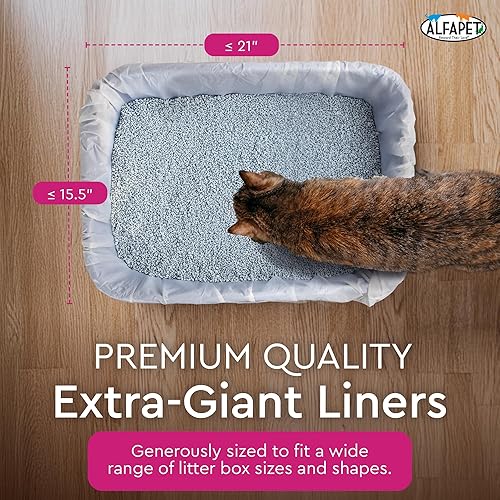 Miniatura 3 de Alfapet Forros de caja de arena para gatos, forros de bolsas elásticas, 20 unidades para caja de arena grande, XL, gigante y extra gigante, con