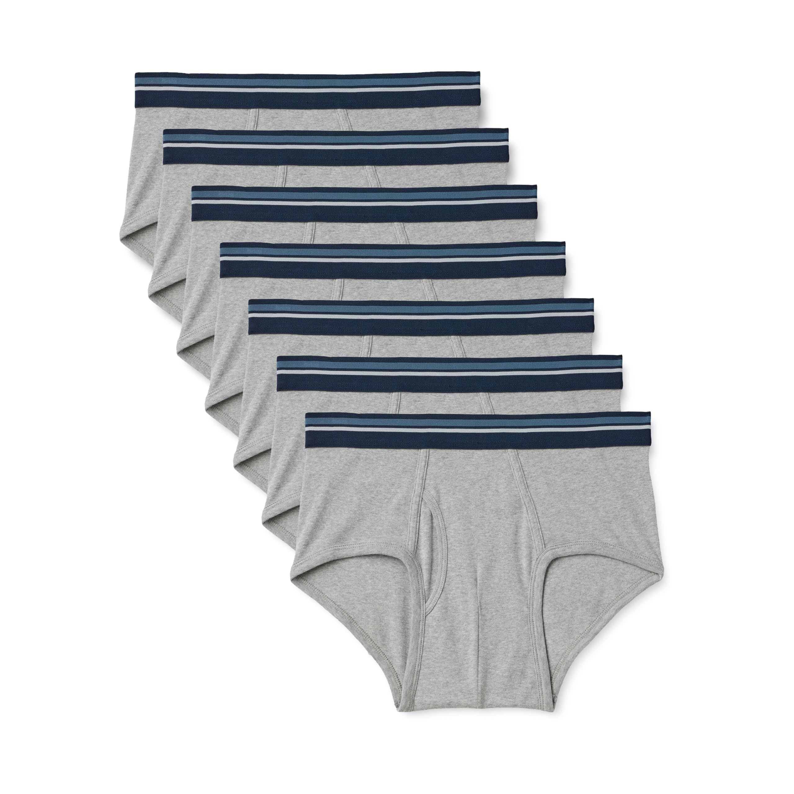 Amazon Essentials Men's Cotton Breathable Tag-Free Briefs Underwear, Pack of 7, Light Grey Heather, Large