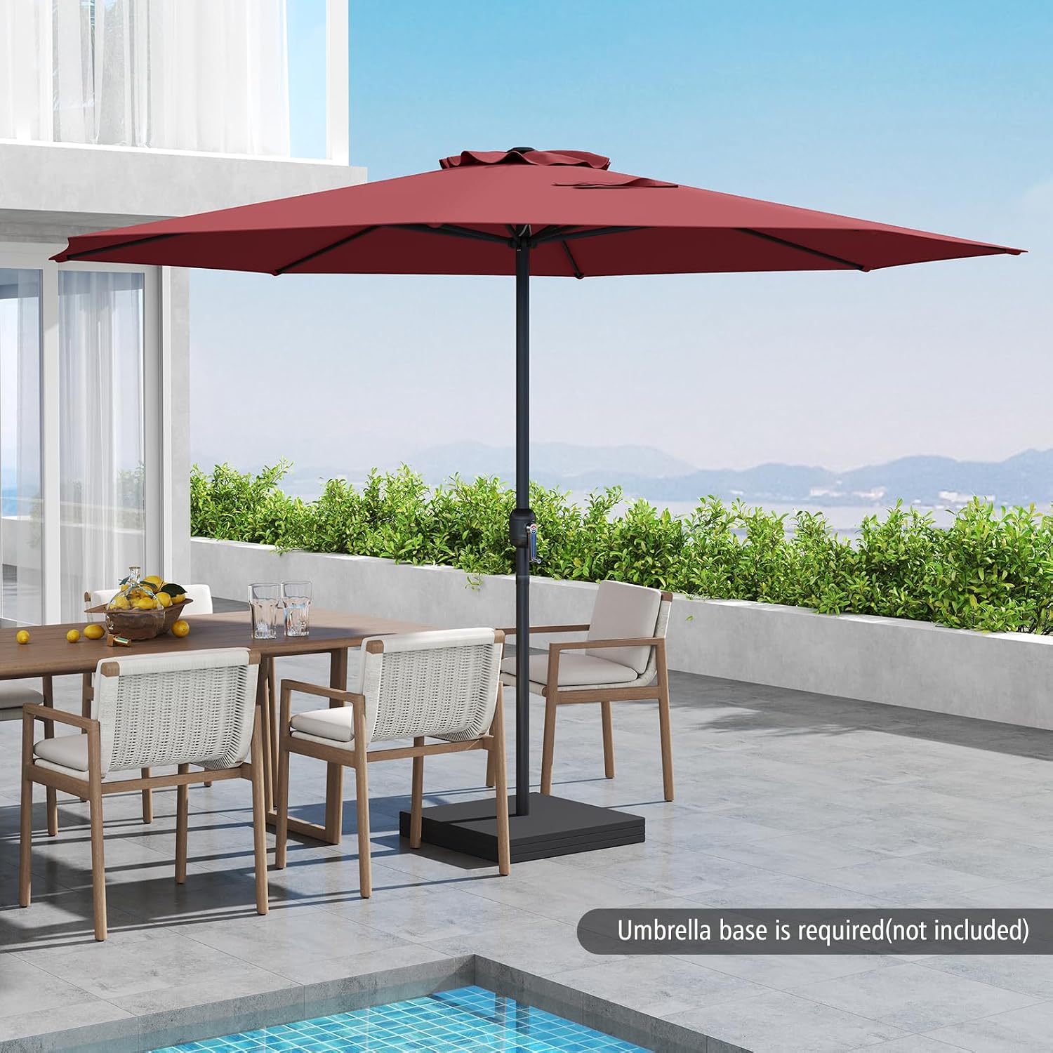 HAPPYGRILL 12 FT Patio Umbrella with Crank Handle, Outdoor Market Umbrella with 8 Sturdy Ribs, Vented Large Table Umbrella, Sun-Protective Canopy for Garden Backyard Deck Pool