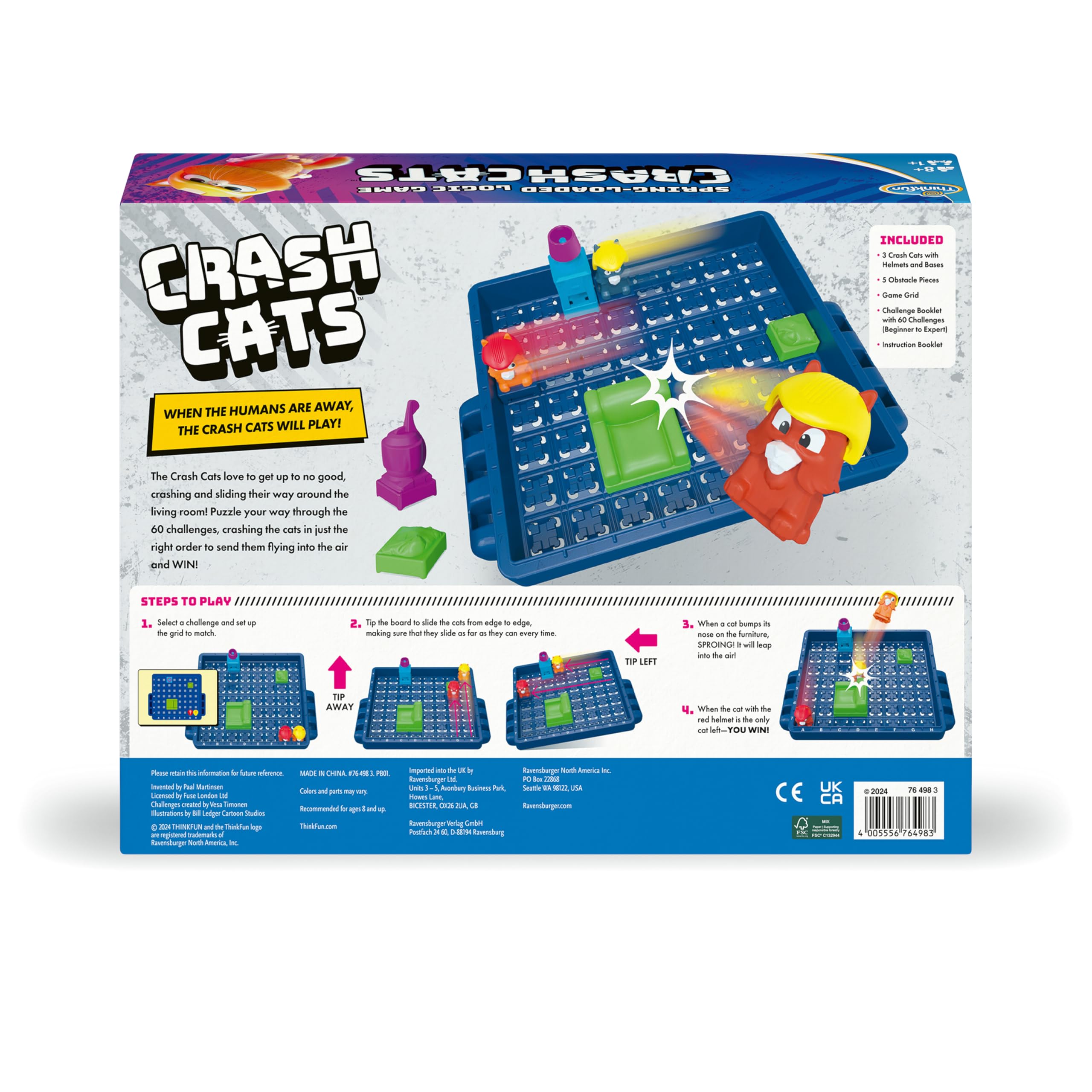 ThinkFun Crash Cats - Das super lustige federbelastete Logikspiel für Kinder ab 8 Jahren