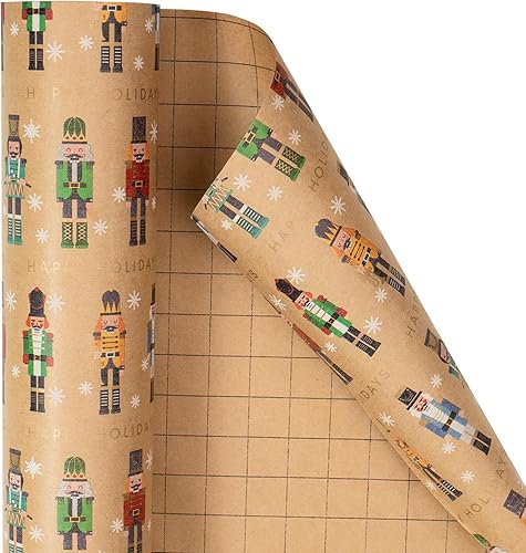 Miniatura 6 de RUSPEPA Papel de regalo de Navidad, rollo de papel kraft jumbo  Diseño de reno a cuadros rojos y verdes para papel de regalo de vacaciones, 30