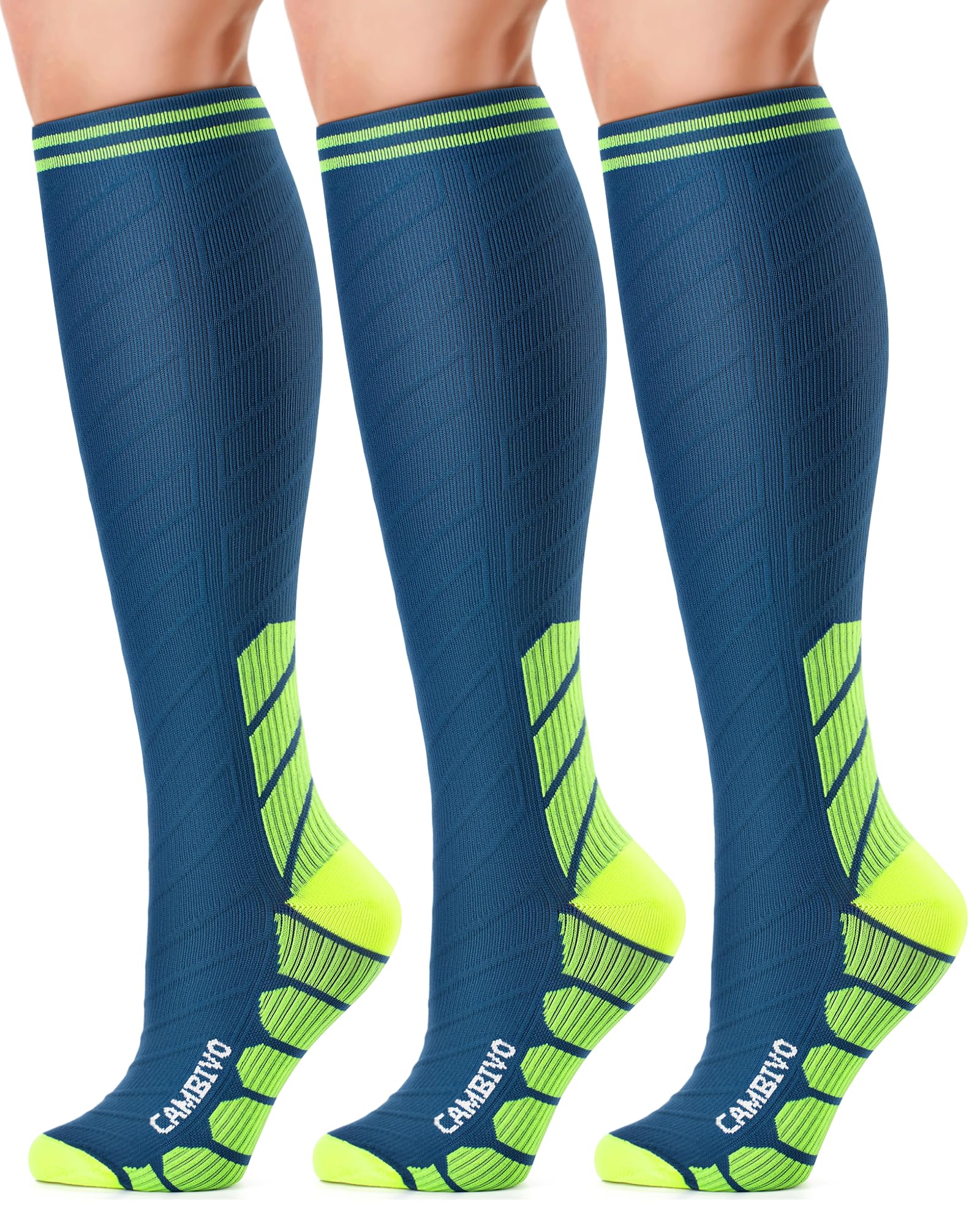 CAMBIVO 3 Paar Kompressionsstrümpfe Herren Damen, Stützstrümpfe, Compression Socks, Kompressionssocken, Thrombosestrümpfe für Erholung, Laufen, Reise, Flug, Shifahren, Alltag