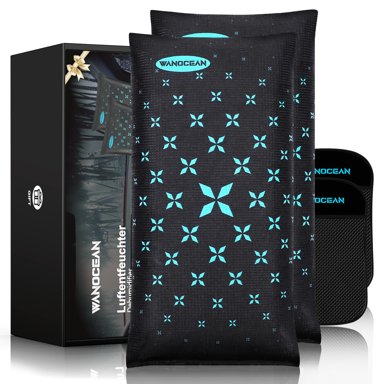 Deumidificatore Auto, Riutilizzabile Assorbi Umidità, Assorbi Umidità Armadio, Silica Gel Deumidificatore Armadio, Tappetino Antiscivolo, con Anti Appannamento e Condensa sui Ripostiglio (2 * 1KG)