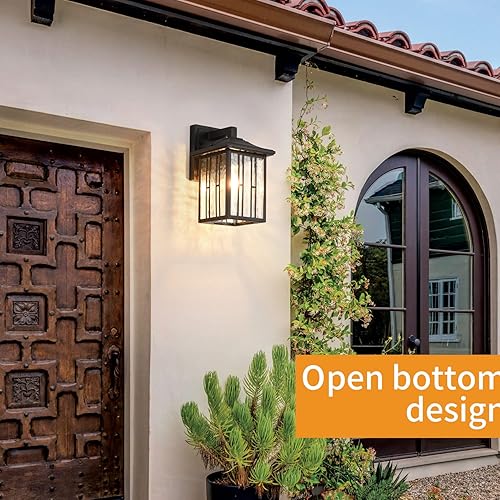 Miniatura 5 de Juegos de luces para exteriores, lámpara LED y aplique, accesorios de luz negros para porche, vidrio de agua exterior antioxidante para porche