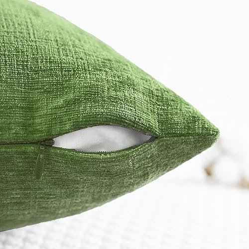 Miniatura 3 de CaliTime - Paquete de 2 fundas de almohada acogedoras para sofá, decoración del hogar, felpilla suave teñida sólida, 18 x 18 pulgadas, verde bosque