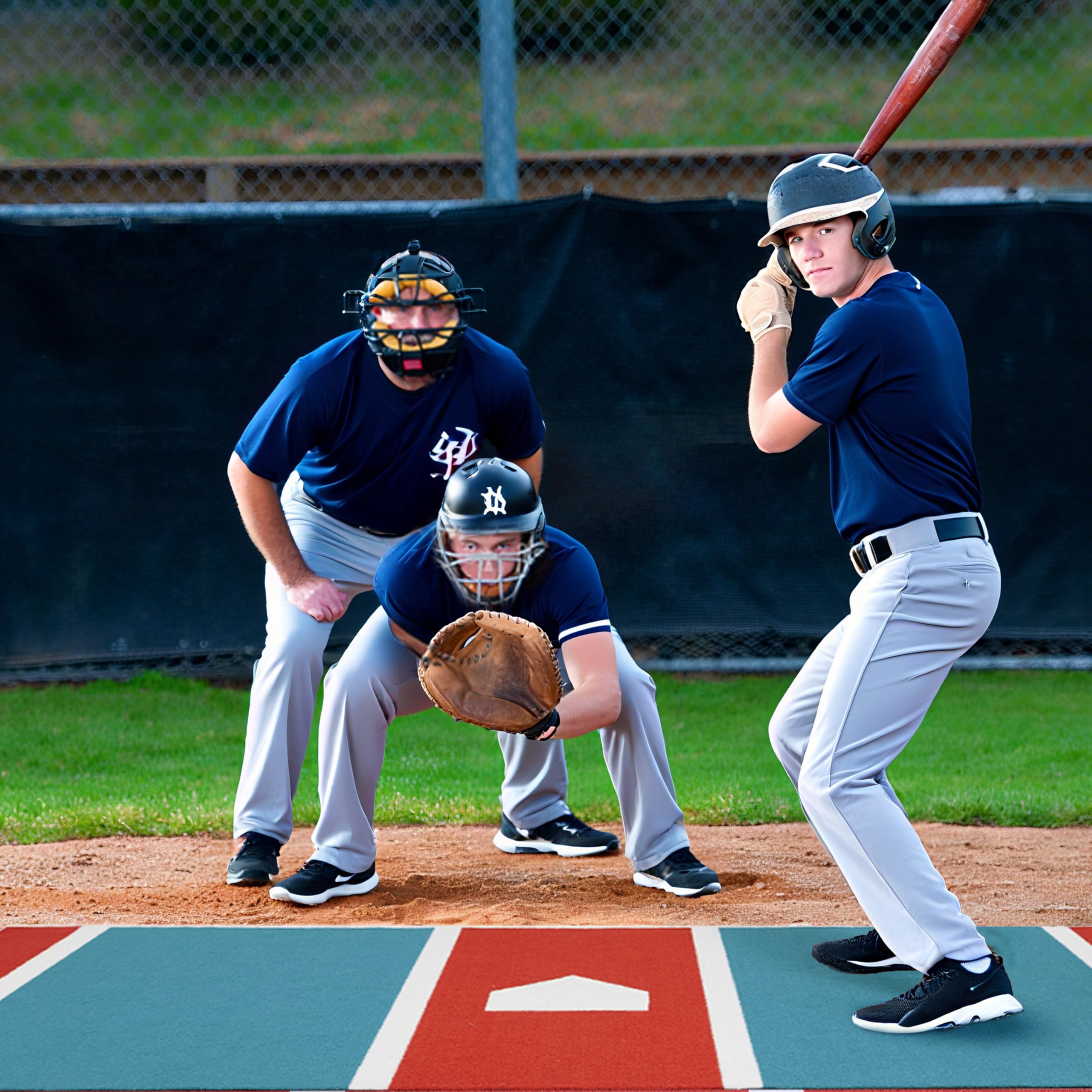 GSK Baseball Hitting Mat Red Blue 6x12 FT |3,8x10 FT Dual Color Turf Batting Practice Mats EVA Foam Non-Slip Backing Roll-Up Indoor Training Softball Coach Teaching Swing
