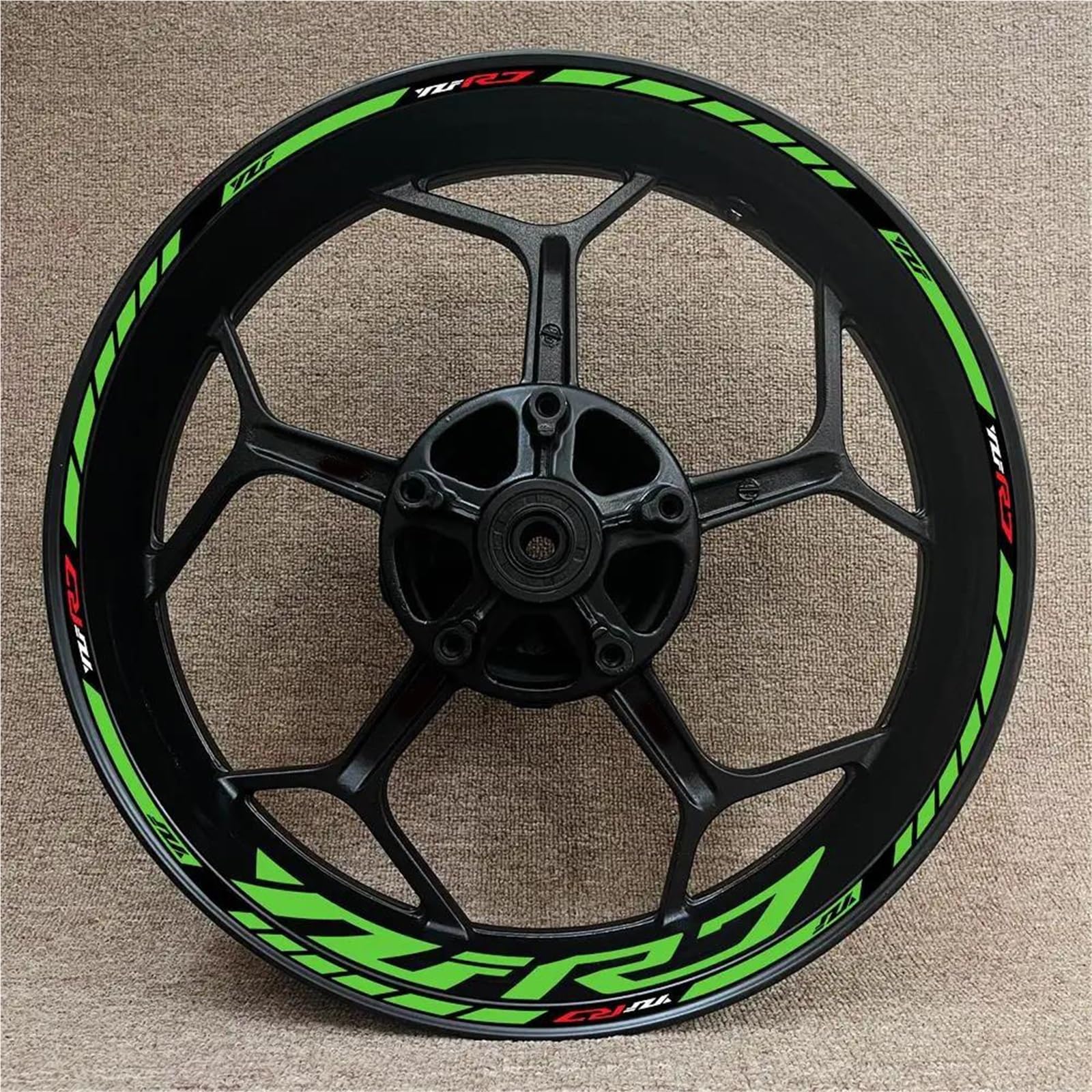 Ntpjk Green Sticker Part Rim Decorative Reflective Stickers Motocycle Wheel Set For Y-Amaha Yzf R7 Yzfr7 Motorcycle Hub Decals(Green)
