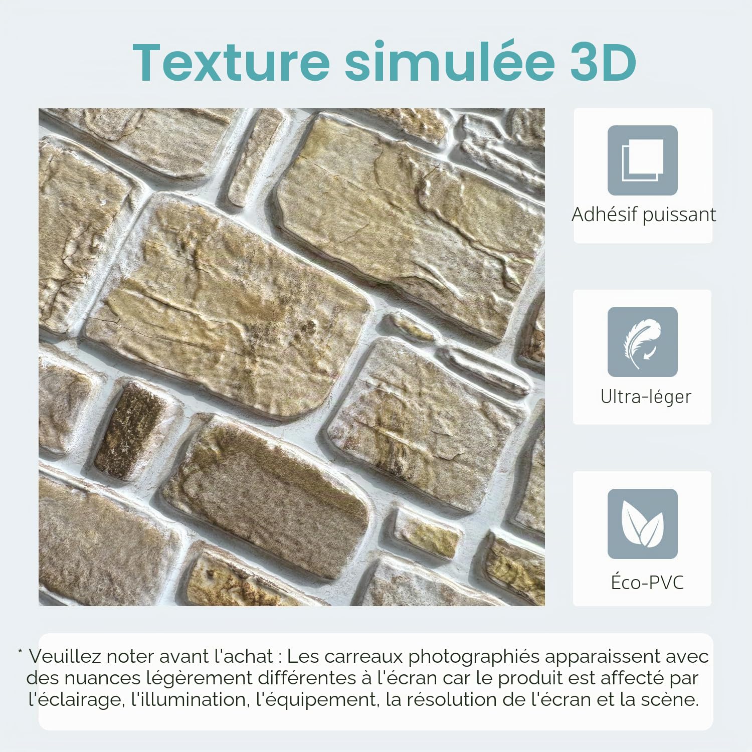 Commomy Panneaux Muraux 3D Effet Pierre Brique Autocollant, 10 Pièces, Papier Peint Brique Auto Adhesif Mural 3D, 30 x 30 cm, PVC Revêtement Mural Imperméable pour Salon Cuisine Cheminée Chambre