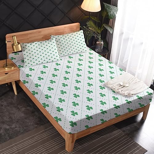 Miniatura 2 de Sábanas del Día de San Patricio tamaño Queen  Sábanas de cama de trébol de trébol microfibra suave bolsillo profundo y sábanas y fundas de almohada