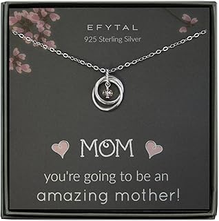 EFYTAL Baby Gifts, Sterling Silver Pregnancy Necklace for Expecting New Mom, Gift for Baby Shower, First Time Mom Pregnant Mother To Be Jewelry, First Mothers Day Gifts