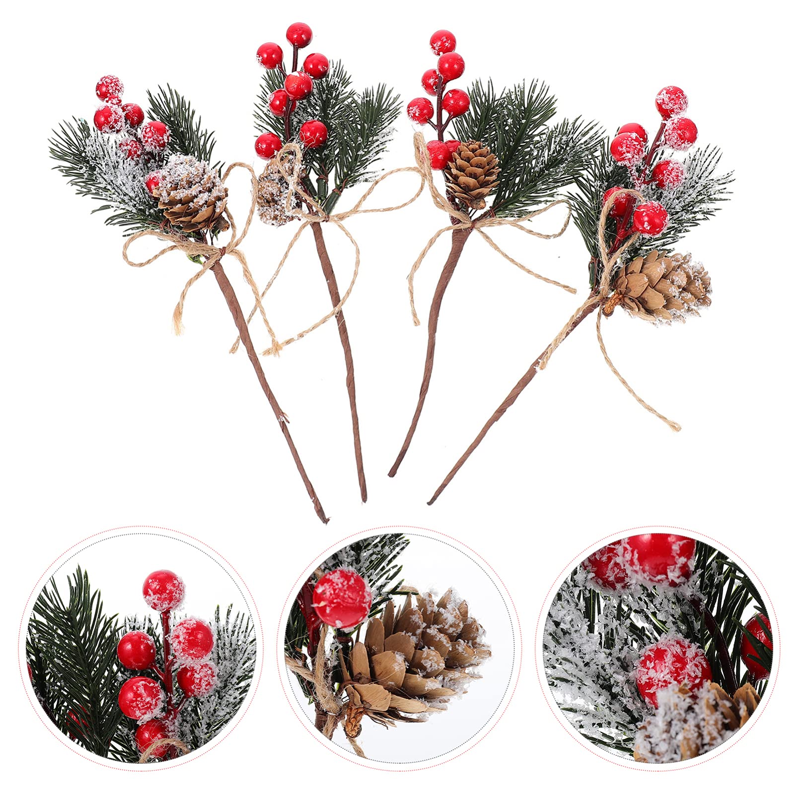 EXCEART 12 Piezas Bayas Artificiales Selecciones De Bayas De Invierno Navideñas Piñas Artificiales Tallos De Bayas Rama De Flor De Acebo Navidad Cuerda De Arreglos