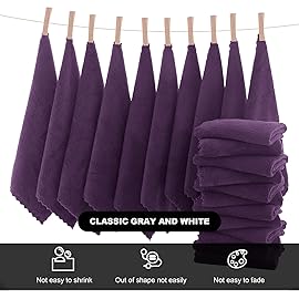 MOONQUEEN Microfiber Facial Cloths Fast Drying Washcloth 12 Pack - Premium Soft Makeup Remover Cloths - Grape Purple