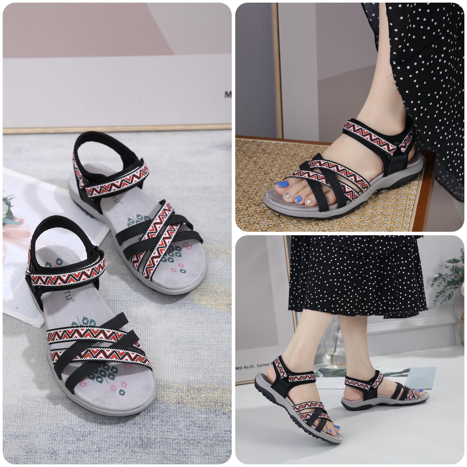 Meik Mangni Sandales Sport Femme Sandale de Randonnée d'été Sandales de Marche