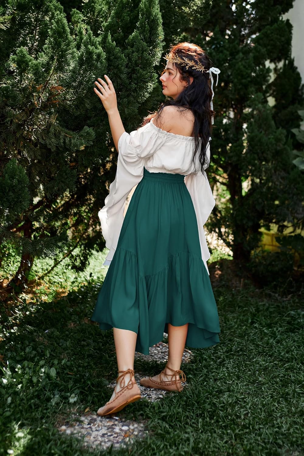 Scarlet Darkness Maxi Skirts for Women High Waist Renaissance Skirt Long Skirt with Pockets - Image 3