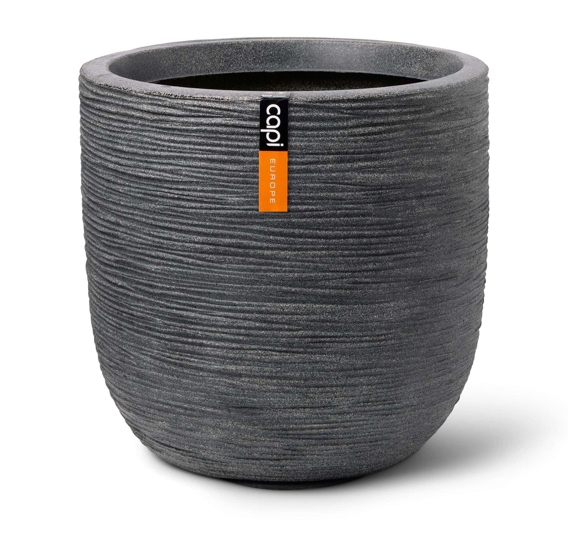 CAPI EUROPE - Planter ball Waste Rib NL - 35x34 - Terrazzo grey - Opening Ø29 - Pot for indoor and outdoor use - Shatterproof - 100% recyclable - KTGR932 — image 1