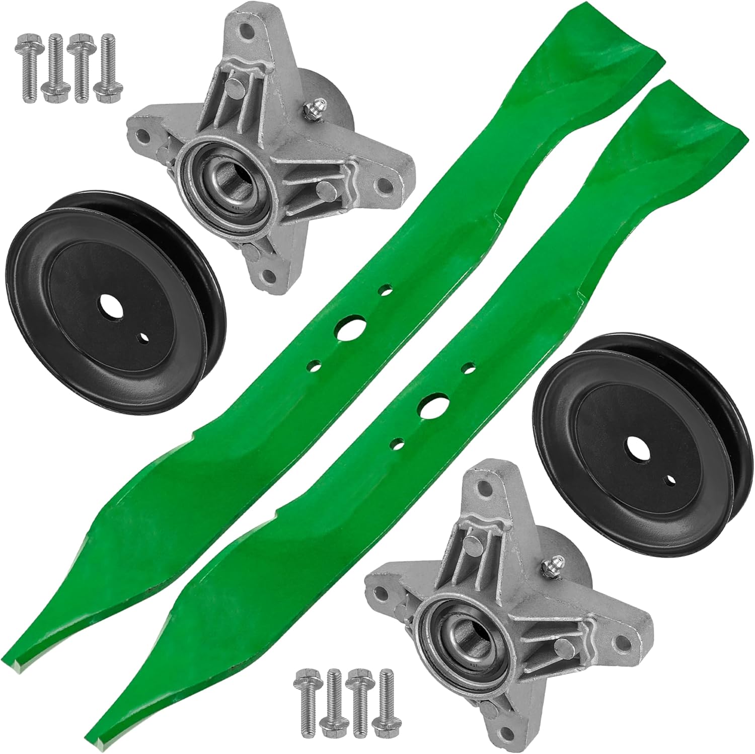 Caltric 38in Deck Spindle and Pulley Compatible with Cub Cadet 1517 1527 LT1018 13AB11CG710 13AX11CG710 618-3129 13A-231G100 742-04101 x2