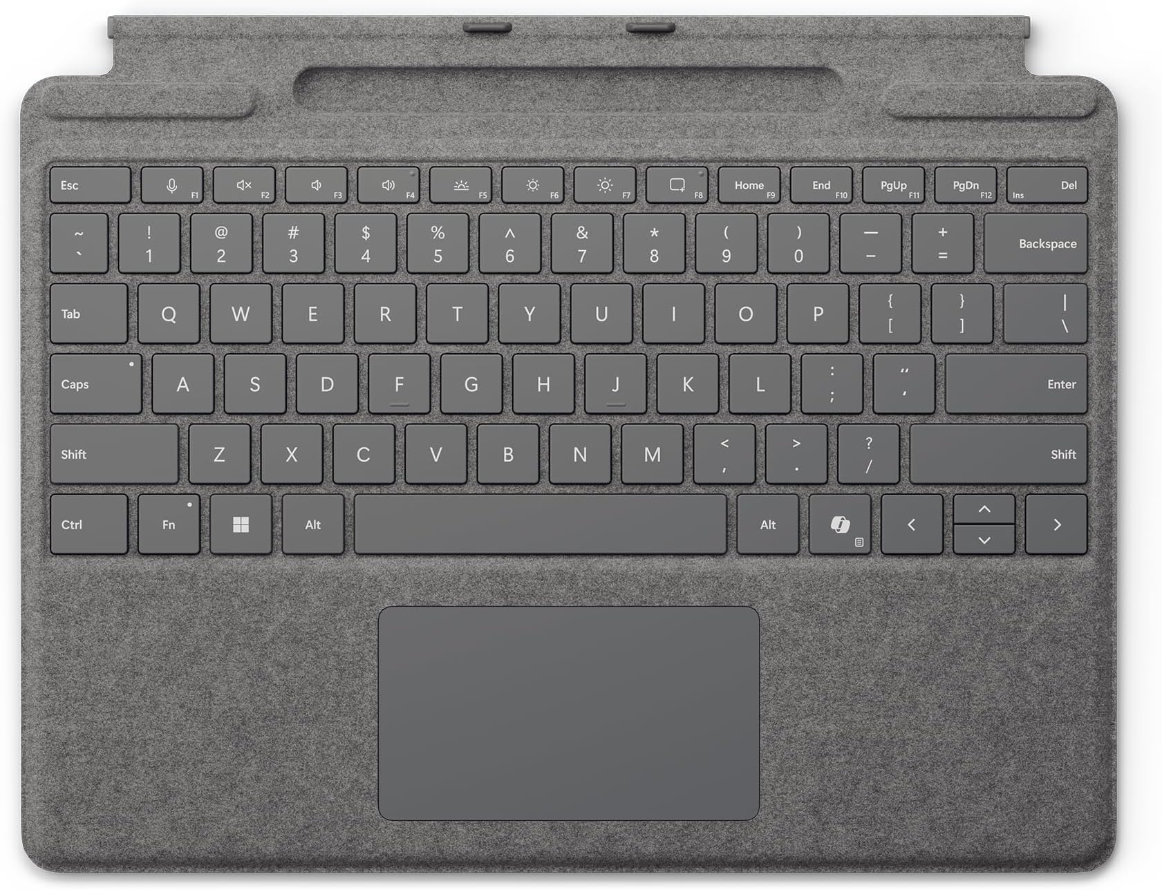 Microsoft Surface Pro Keyboard for Surface Pro 9 and 8 with Pen Storage, Alcantara Material, Platinum