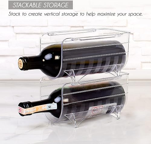 Vista 3 de Crystalia Estante de almacenamiento de vino para refrigerador, organizador de botellas de agua de plástico para refrigerador, soporte vertical