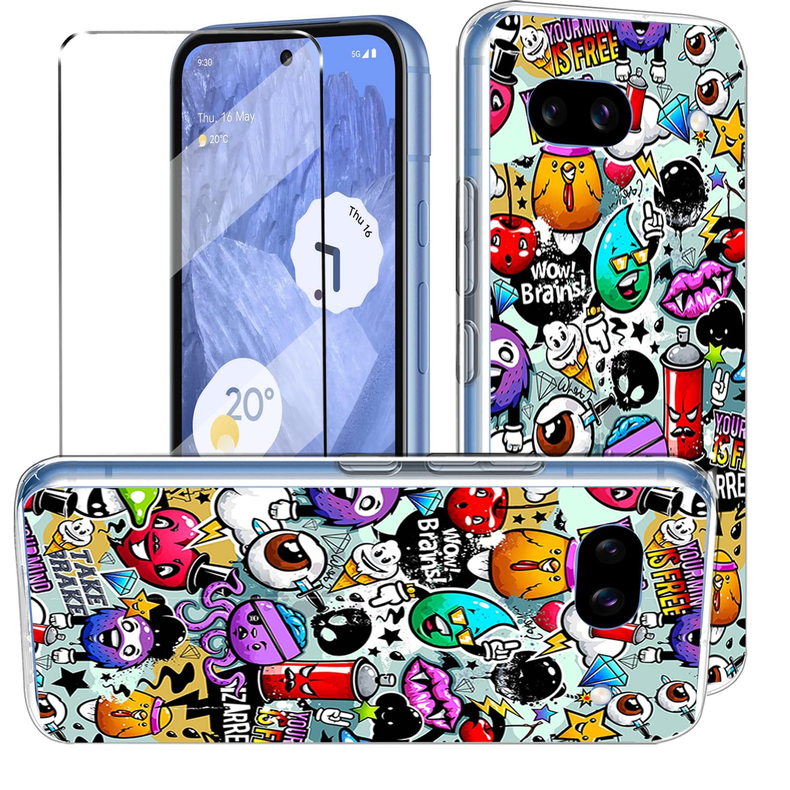 HuiYouMY 2-in-1 Case Compatible with Google pixel 8a Cover with 1 Pack Tempered Glass Screen Protector for Google pixel 8a