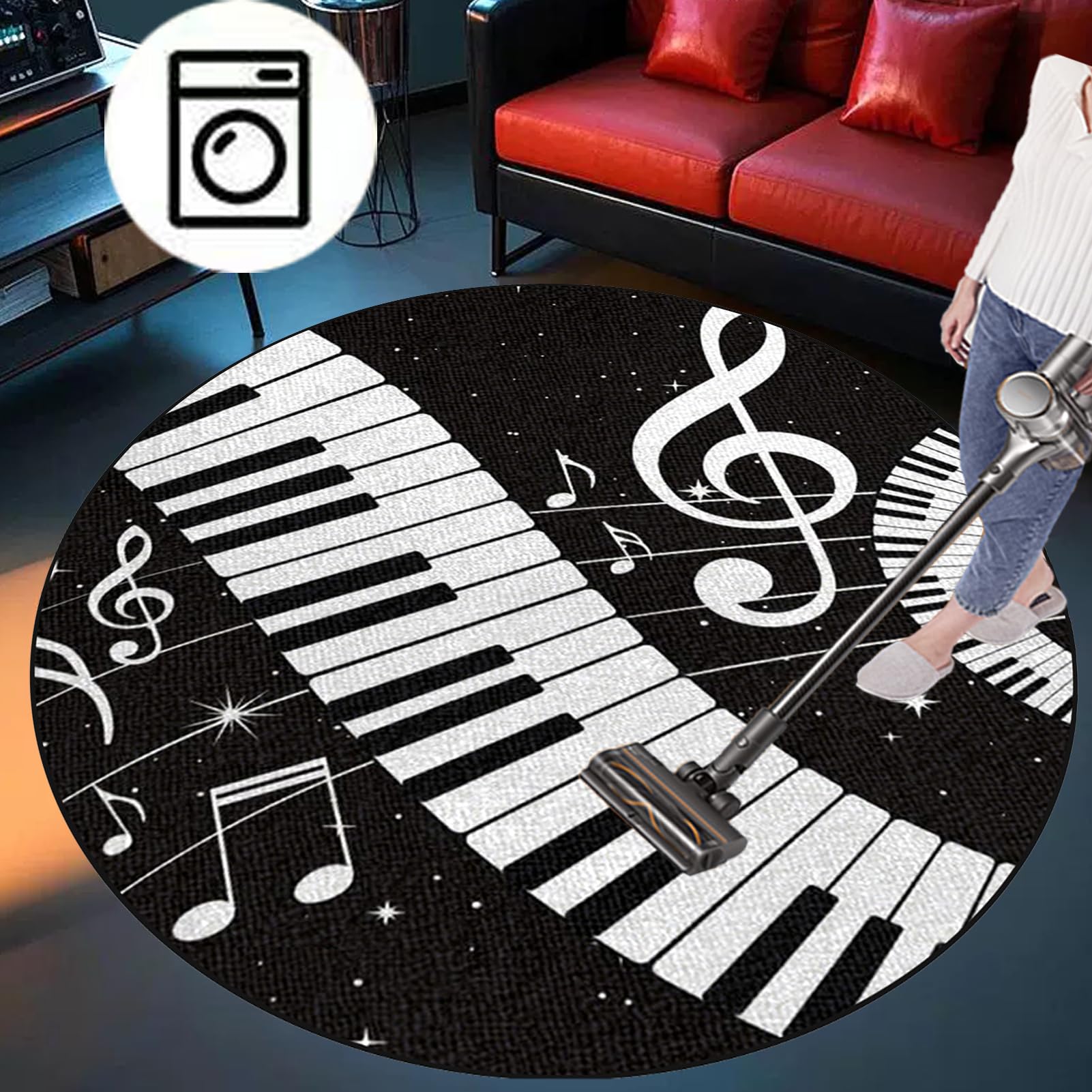 Schlagzeugteppich Schalldicht Drum Teppich rutschfest Trommelteppich Musikinstrumente Bodenmatte Rund Schlagzeug Teppich Elektronisches Jazz Schlagzeug Kit für Bass Snare Drum 150 cm