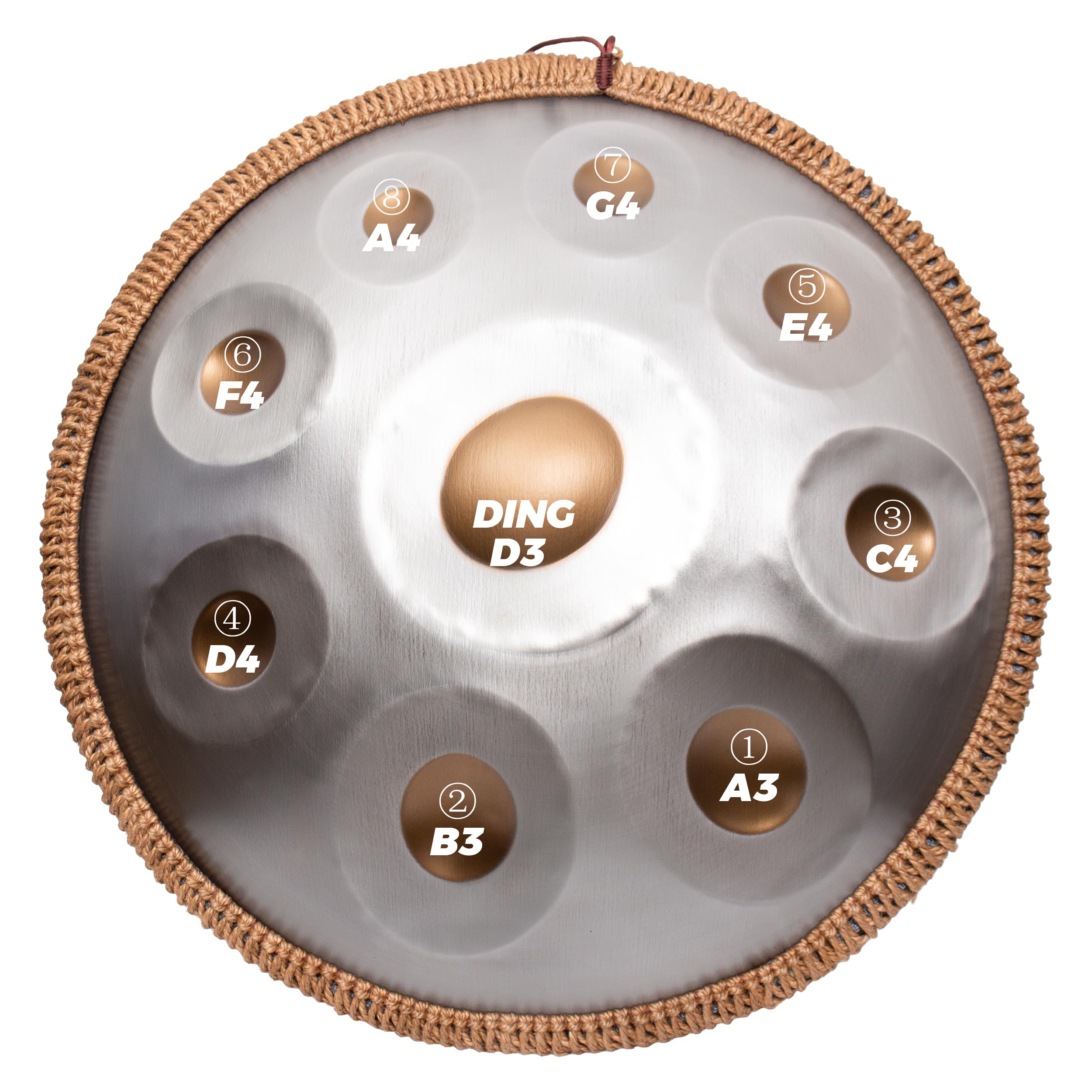 Handpan 440 Hz d-moll 9 nut 45 cm stalowy bęben ręczny stalowy bęben językowy stalowy bęben ręczny harmoniczna ręczna perkusja harmoniczna do uzdrawiania dźwiękiem, osobistej medytacji, jogi,