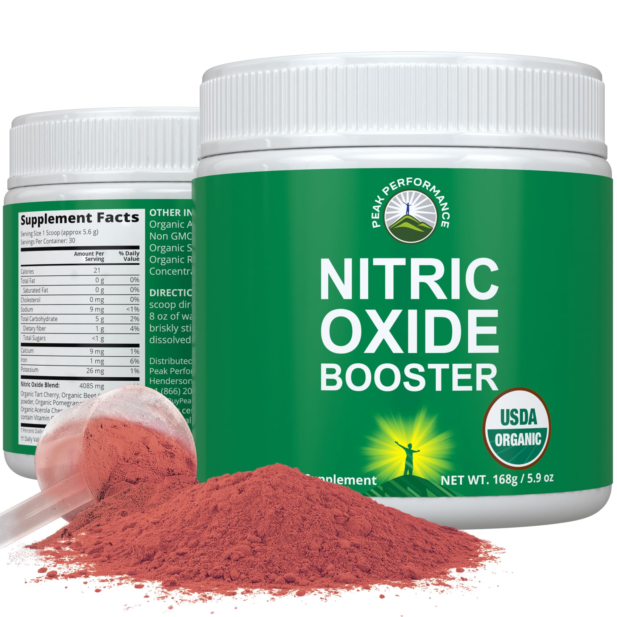 Peak Performance USDA Organic Plant Based Nitric Oxide Booster Powder