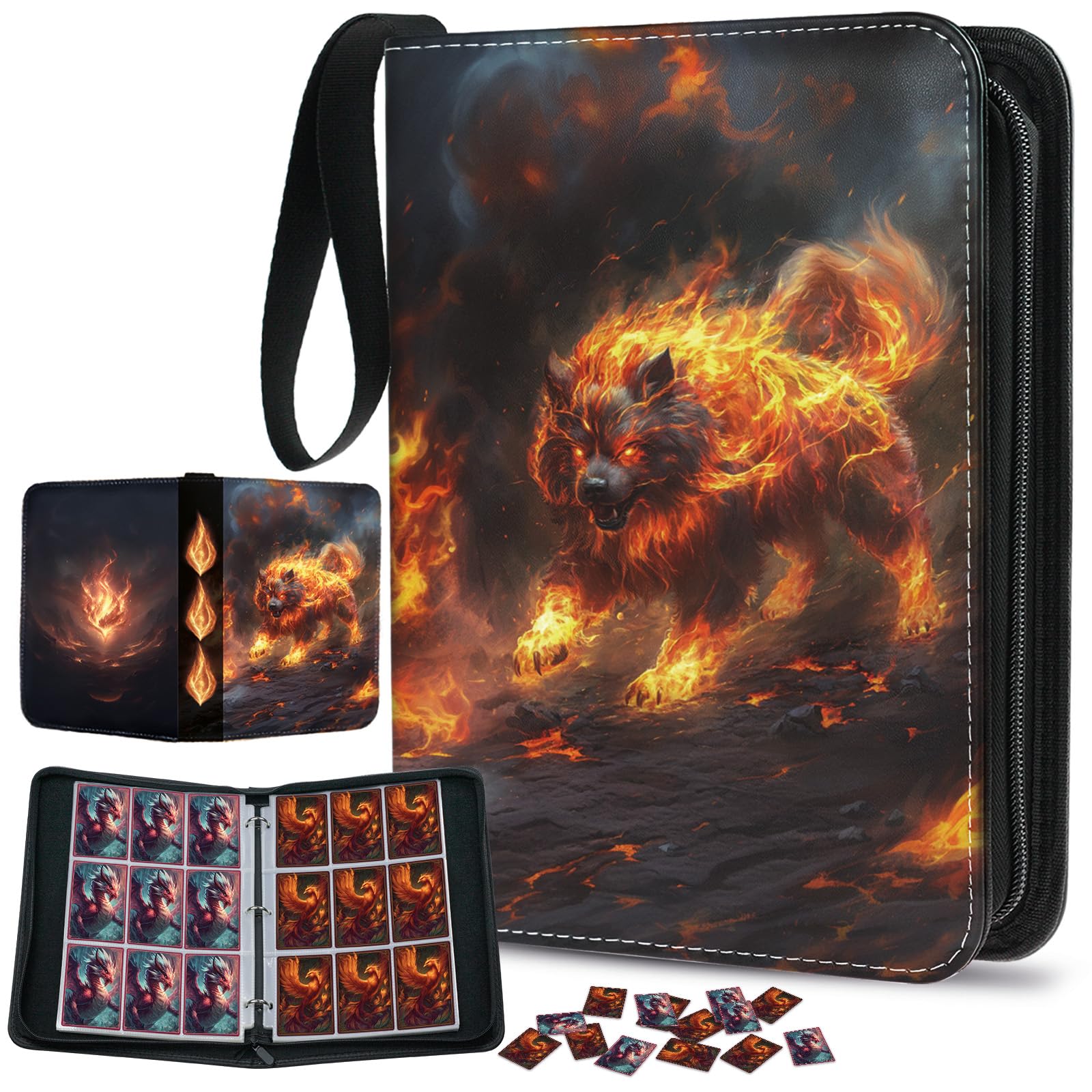 Trading Card Binder 9-Pocket Holds 900 Cards with 50 Removable Sleeves