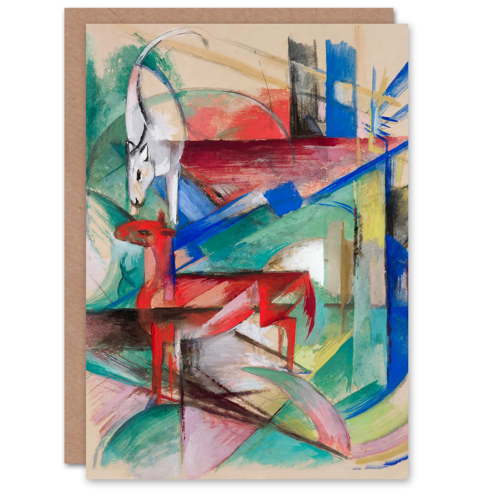 Artery8 Franz Marc Art Card Landscape with Animals Abstract Painting