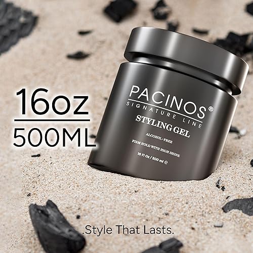 Miniatura 7 de Pacinos Gel para el cabello para hombre, fijación firme con estilo flexible, acabado de aspecto húmedo de alto brillo, fórmula a base de agua fácil