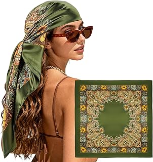 Large Head Scarf Bandana - 35" Satin Hair Scarf for Women Like Silk