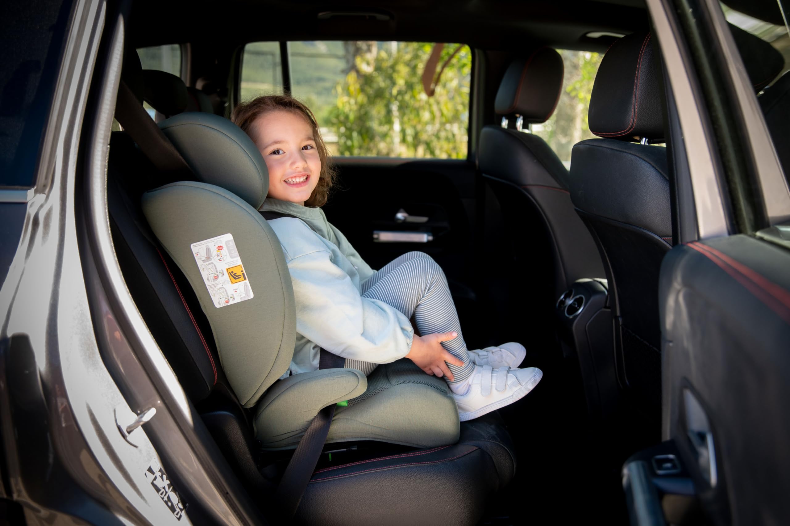 First Step Explorer Fix Silla Coche Niño i-Size (100-150 cm), Grupo 2/3 ISOFIX, Reposacabezas 13 Posiciones, Reclinable, Protección Lateral SPS, De 3,5 a 12 Años, Convertible en Alzador, Verde