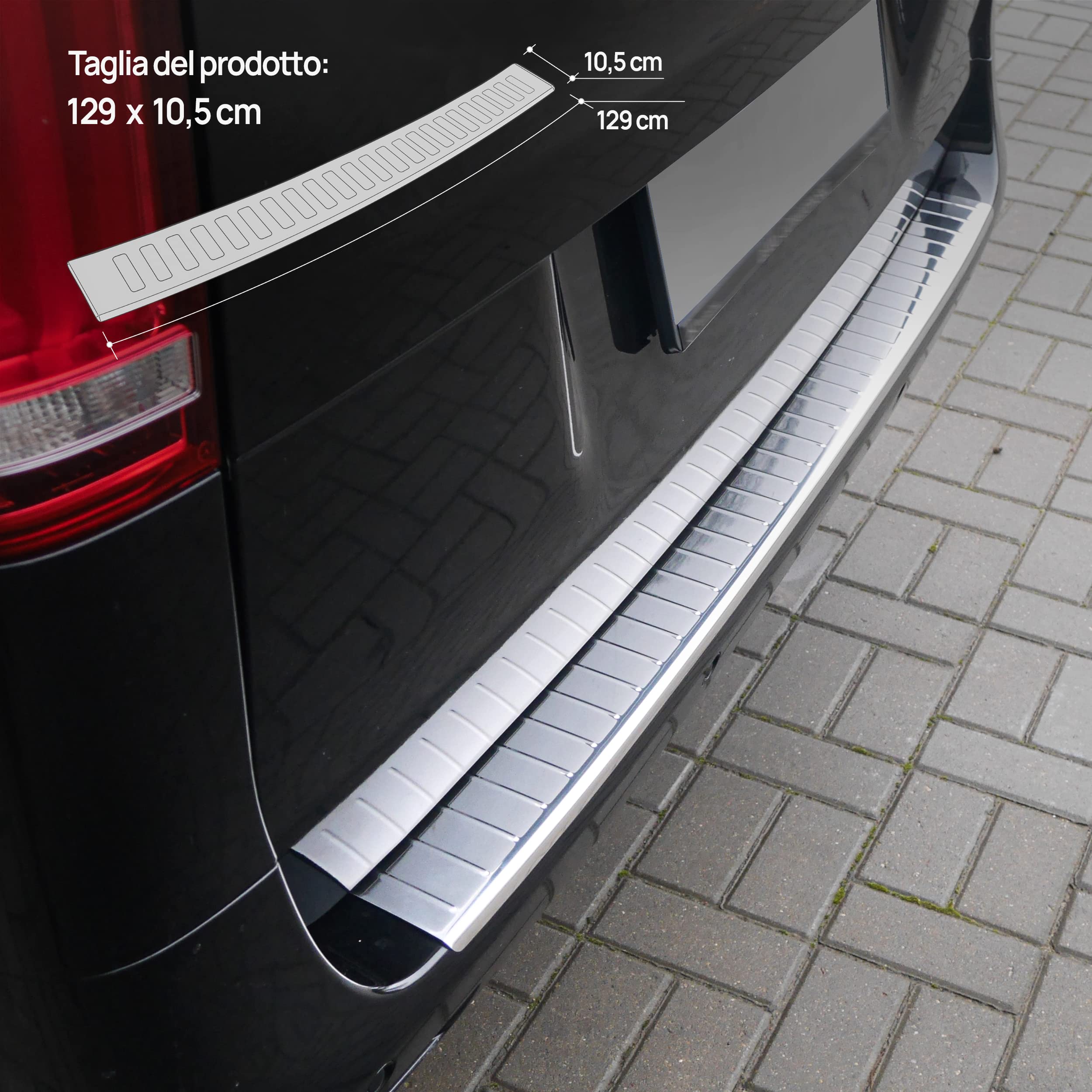 Chromemaster | Protezione Posteriore Compatibile con Mercedes Vito Classe V W447 dal 2014- | Acciaio INOX Lucido/Cromato | Protegge la Vernice del Paraurti dai Graffi