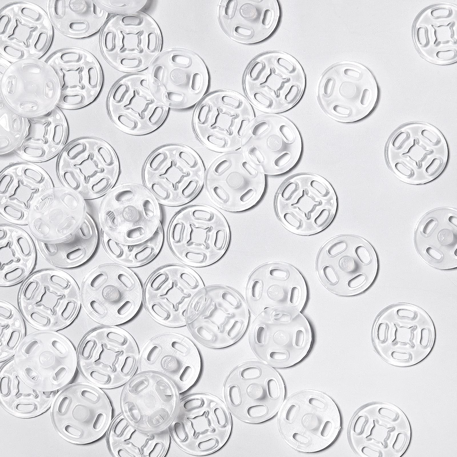 Geosar 40 Pairs Plastic Snap Fasteners Buttons, Clear/Transparent, 12 mm/ 0.47 Inch, for DIY Crafts Sewing Clothing