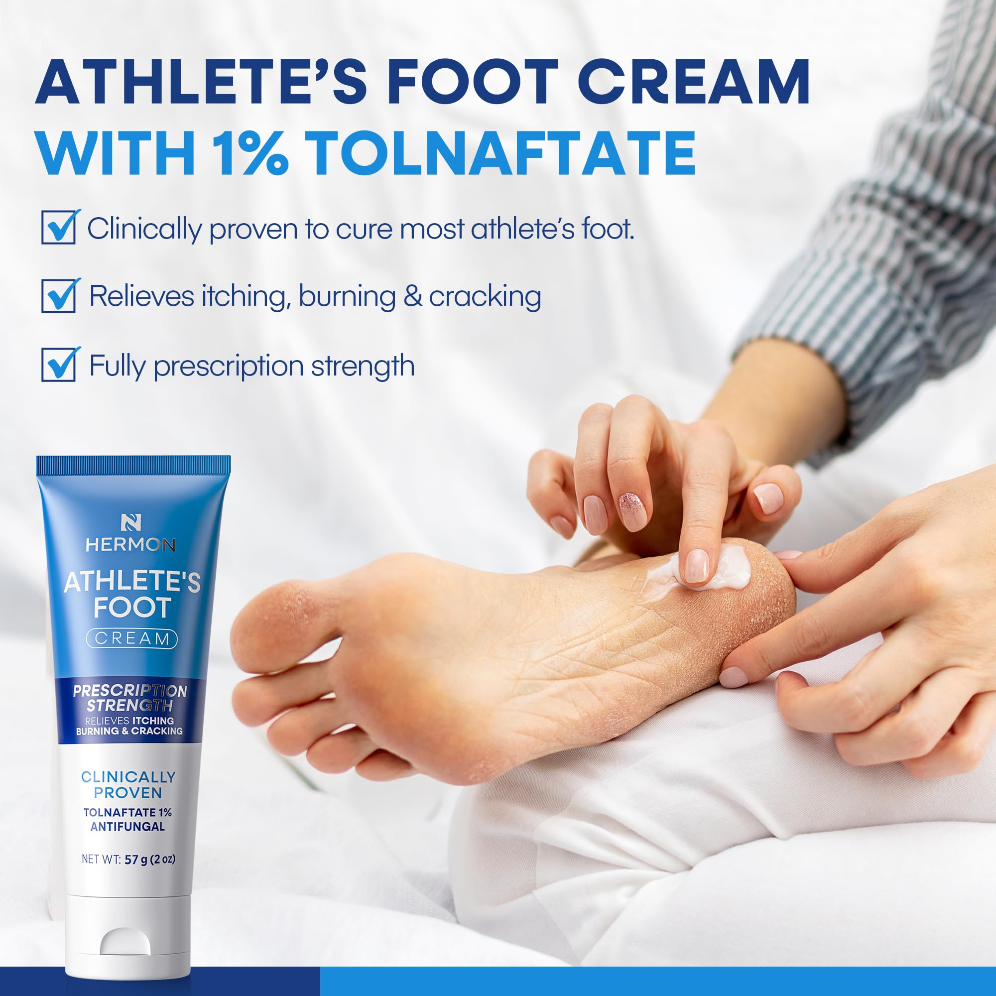 Hermon Athletes Foot Treatment Kit: Clinically Proven Antifungal Cream with Tolnaftate 1% & Tea Tree Oil Soap - Fast-Acting Relief for Itching, Burning & Cracking - 2oz Tube / 4oz Bar — Amazon image 6