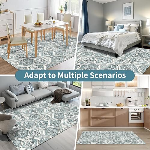 Miniatura 4 de LEPEII Alfombra de área para sala de estar, alfombras lavables de 6 x 9 pulgadas, alfombras florales retro antideslizantes, alfombra grande