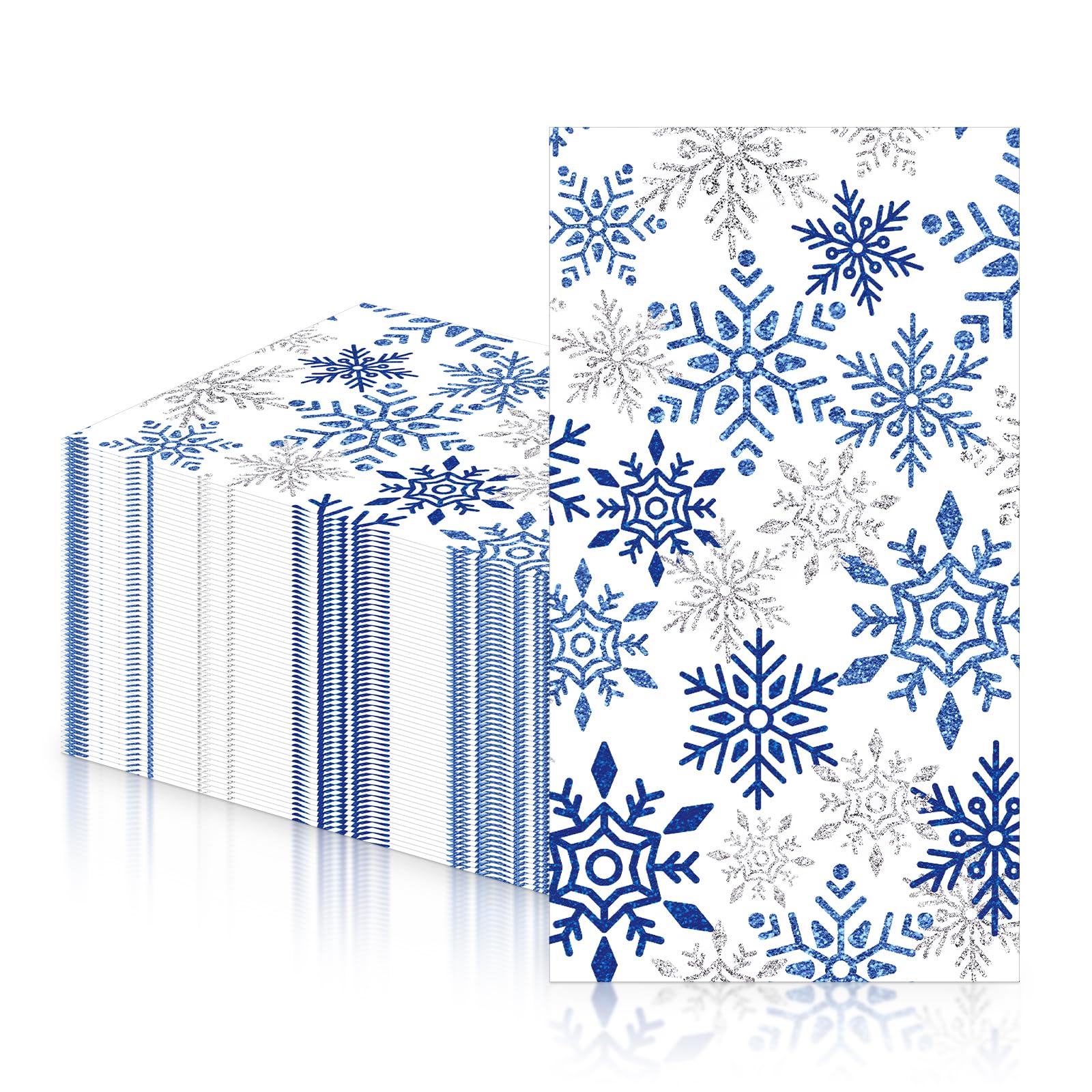 20pcs Christmas Party Napkins,Frozen Birthday Decorations,2-Ply, 40cm*33cm,Royal Blue Snowflake Hand Paper Towels Disposable Napkin Patterned for Christmas,Birthday,Wedding,Baby Showers