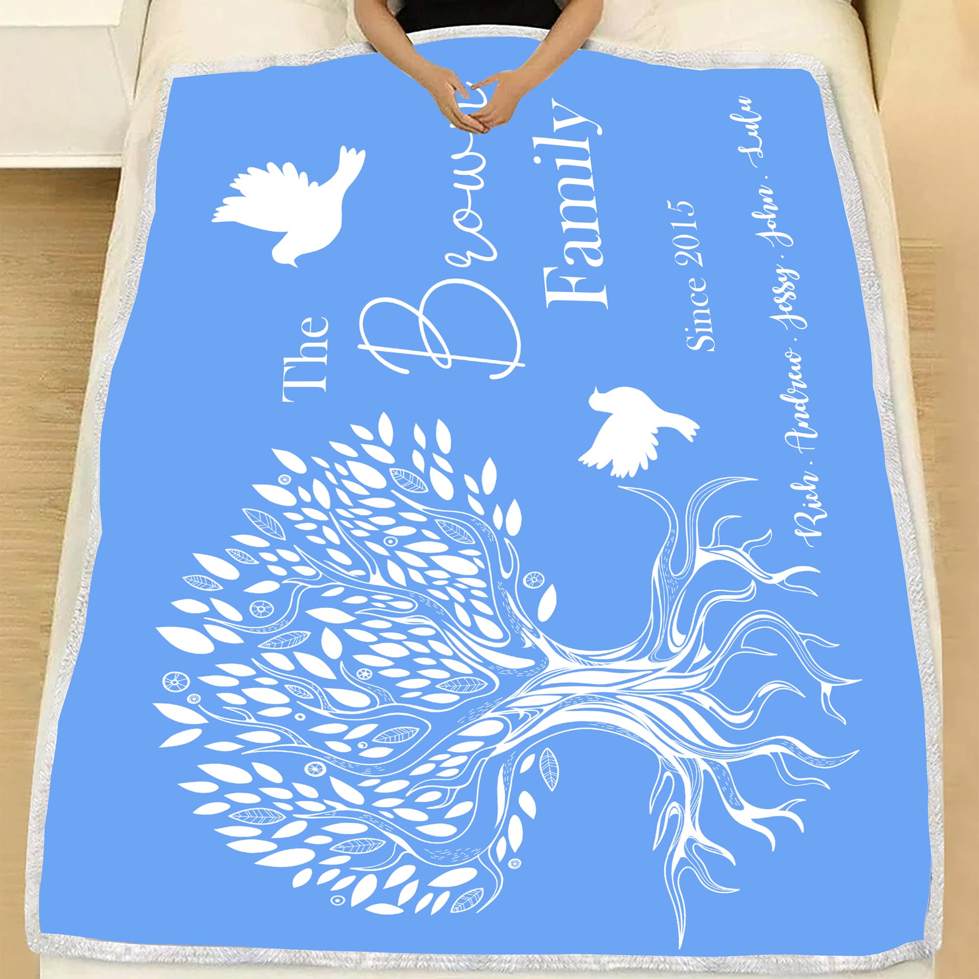 Manta personalizada con nombre del árbol genealógico, manta con nombre personalizado, año y nombre familiar, regalo de inauguración de la casa, manta de forro polar suave, manta personalizada con